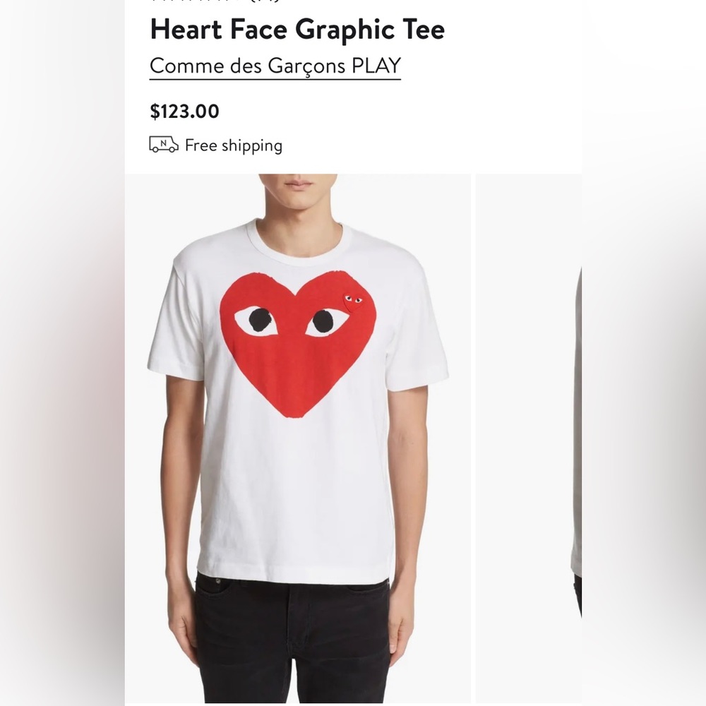Comme des Garçons White Tee Heart Shirt
